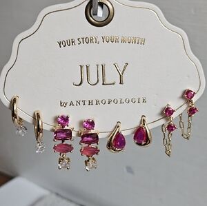 Anthropologie Birthstone Huggie Earrings, Set of 4
